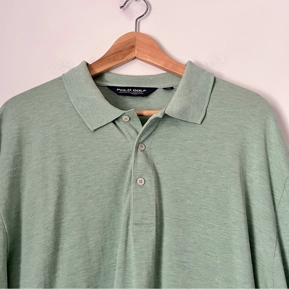 POLO GOLF Ralph Lauren Pima Cotton Long Sleeve 3 Button Polo Shirt Sage Green XL - Picture 2 of 8